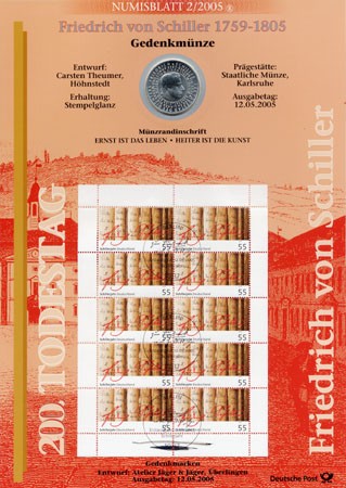 BRD Numisblatt 2/2005 200. Todestag Friedrich von Schiller