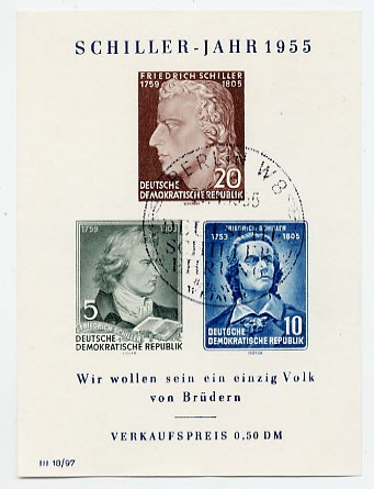 DDR Bl. 12 o MiNr. 464/66B Schiller-Jahr