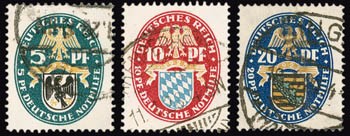 Dt. Reich MiNr. 375/77 o Dt. Nothilfe 1925: Wappenzeichnungen