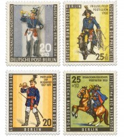 Berlin Die Berliner Postillione, 4 Marken ** Tag der Briefm. MiNr. 120, 131, 158, 176