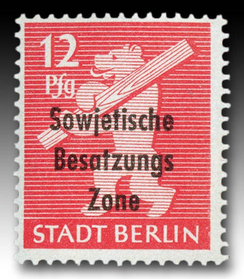 SBZ Allg.A. MiNr. 204 uy ** gep. 12 Pf. Bärenserie mit Bdr.-aufdr.
