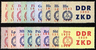 DDR Dienstmarken C MiNr. 16-30 ** Laufkontrollzettel für die VVB (17 Werte)