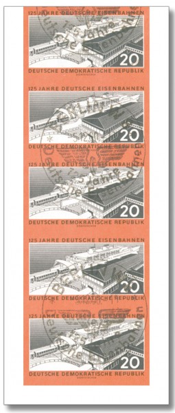 DDR MiNr. 805 B o 5er-Streifen 125 Jahre Deutsche Eisenbahn