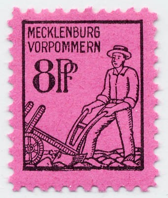 SBZ M./V. MiNr. 12 ** 8Pf schwarz a.lilarosa