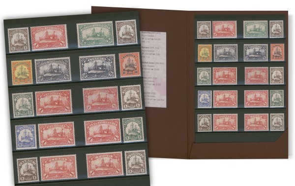 Dt. Reich ** Die Briefmarken der Kolonien Dt. Kaiserreich: kleine+große Kaiseryacht