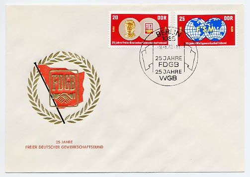 DDR FDC MiNr. 1577/78 25 J. FDGB u. WGB