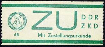 DDR Dienstmarken E MiNr. 1 ** für Sendungen mit Zustellurkunde